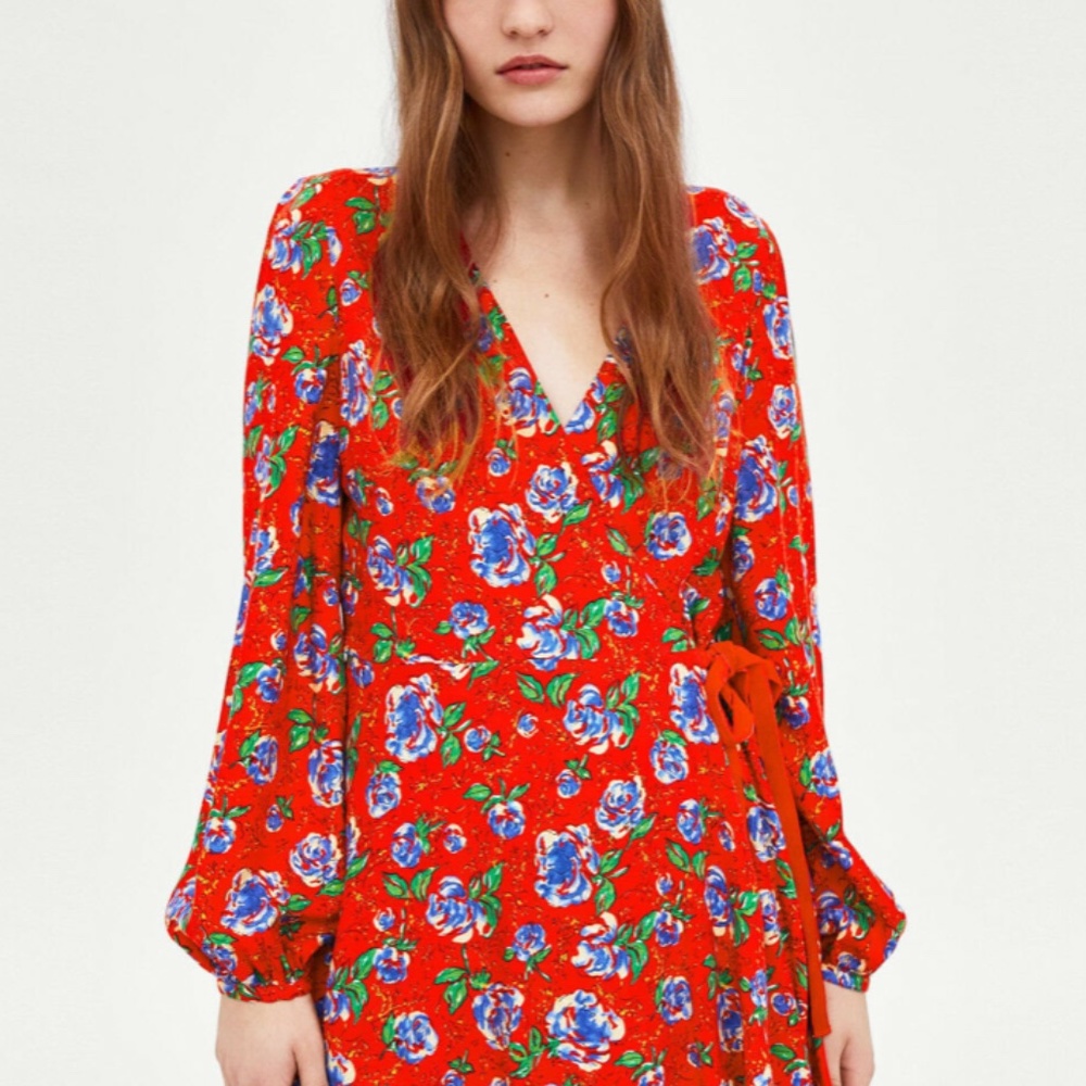 ZARA trafaluc FLORAL PRINT CROSSOVER JUMPSUIT MINI